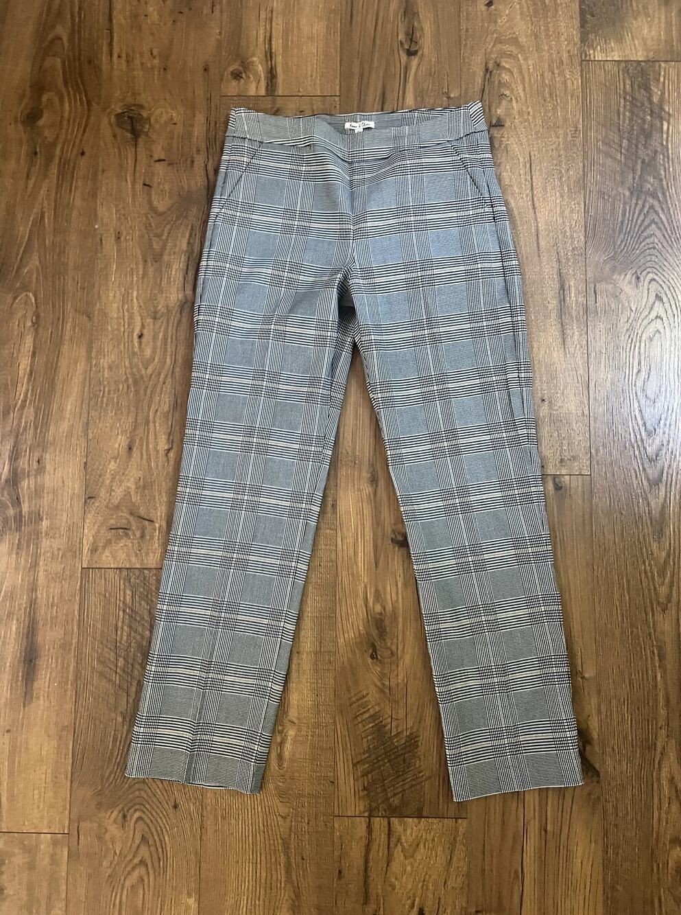NWT Women's Pants Sz 10 Yellow Black Plaid Pull on